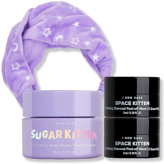 I DEW CARE Korean Wrapping Peel Off Facial Mask Set - Starry Kitten Night | Masks 3ea & Headband Gift Set, Korean Skincare, Glow Skin, Hydrating, Exfoliating, Stocking Stuffers, Travel Size, Mini Set