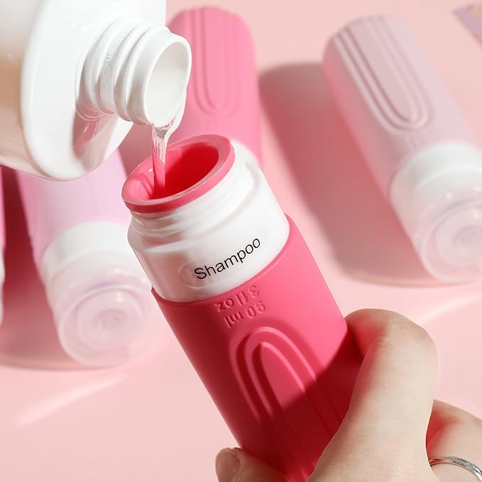 Travel Bottles for Toiletries, 5 Pack TSA Approved Travel Size Containers, 3oz Leak Proof Refillable Travel Accessories for Shampoo Conditioner, BPA Free Travel Bottles with Toiletry Bag