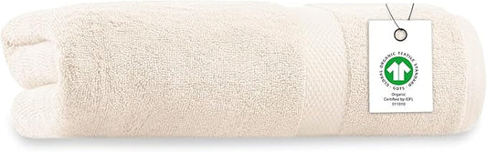 Delara Organic Cotton Luxuriously Plush Bath Sheet | GOTS & Oeko-TEX Certified | Premium Hotel Quality Towels | Feather Touch Technology| 650 GSM Long Staple|Soft, Quick Dry & Ultra-Absorbent 36"x70"