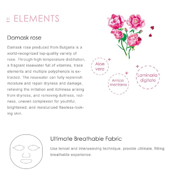 My Beauty Diary-Damask Rose Facial Mask, Softening and Brightening Collagen Essence Face Sheet Mask for Natural Look(8 Combo Pack)