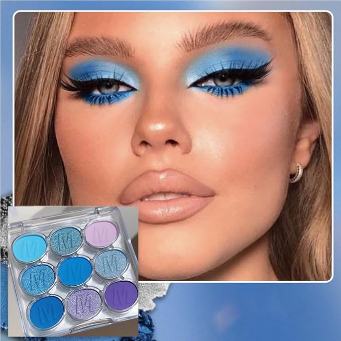 Eyeshadow Palette Blue Purple Matte eye shadow makeup for woman,9 colors Blue Purple Matte Eyeshadow Long Lasting Colorful Eye Shadow Plattet
