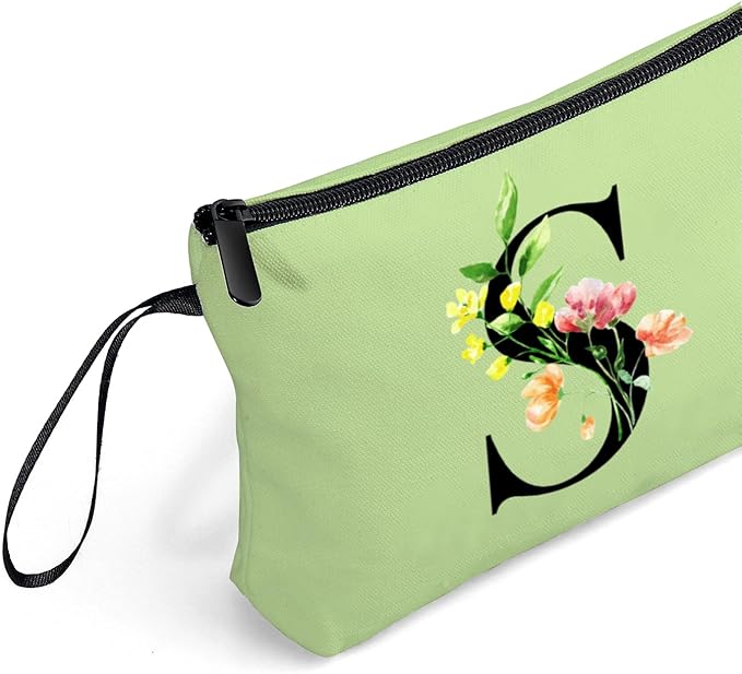 Women Birthday Unique Bride to be Bridal Shower Initial Gifts for Mom Sister Friend Her Teacher Aunt Makeup Cosmetic Bag with Mirror Mothers Day Christmas Graduation S