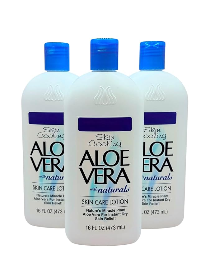 Aloe Vera Skin Care Lotion (16 oz) - Pack 3 – Soothing Moisturizer with Pure Aloe Vera – For Dry, Sensitive Skin – Lightweight, Non-Greasy, Instant Dry Skin Relief