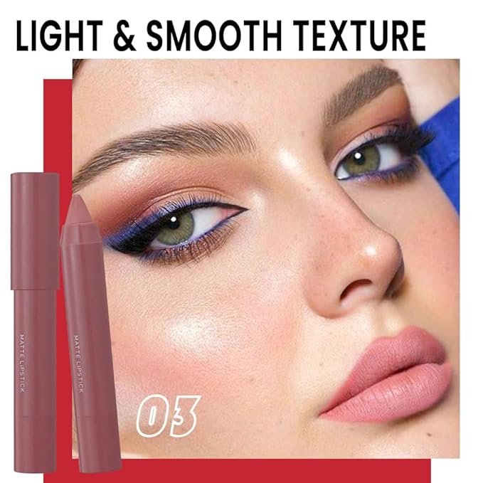 BINGBRUSH Crayon Matte Longwear Lipstick Pack Set,Moisture Smooth Color Stick Ultimate Lip Crayon for Makeup Collection - Waterproof Velvet Lipgloss (03#, 1 Count (Pack of 1))