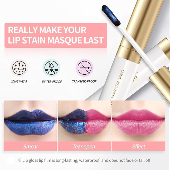 Matte Lip Stain Wipe Off Masque - Peel Off Lip Stain Tattoo, All Day Peel Off Lip Tint,Long Lasting Lip Mask,Waterproof Transfer-proof Lip Liner Peel Off Lip Gloss,Stay Lip Makeup 03#