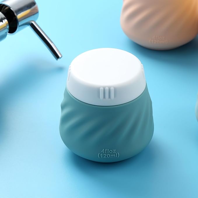 Gemice 4 OZ Travel Size Containers for Toiletries, 4-Pack Leak-Proof Silicone Slime Jars with Lids, BPA Free Small Round Cosmetic Slime Container for Lotion, Cream, Ointments, Travel Essentials