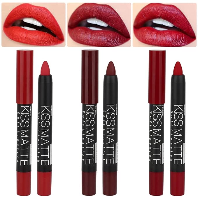 BINGBRUSH 3 Colors Longwear Lipstick Pack Set, Matte Color Stick Ultimate Lip Crayon for Makeup Collection - Nourishing Waterproof Velvet Lipgloss Lip Stain (10# 11# 18#)