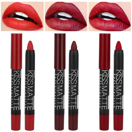 BINGBRUSH 3 Colors Longwear Lipstick Pack Set, Matte Color Stick Ultimate Lip Crayon for Makeup Collection - Nourishing Waterproof Velvet Lipgloss Lip Stain (10# 11# 18#)