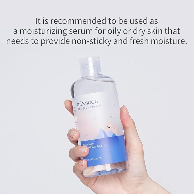 mixsoon Glacier Water Hyaluronic Acid Serum - Non-greasy Hydration Booster, Firming Facial Serum For Radiant, Dewy Skin - Korean Serum for Glass Skin (10.14 fl.oz / 300ml)