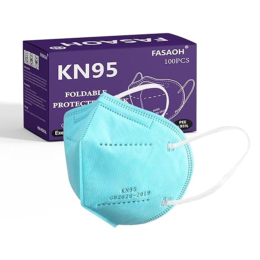 KN95 Face Masks 100 PCS, 5-Ply KN95 Blue Masks,Breathable Protection Masks, Individually Wrapped, Cup Dust Safety Mask