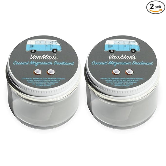 Vanman’s - Handmade Coconut and Magnesium Deodorant (2 Pack) - Odor Control for Underarms - Routine Deodorant For Women and Men - Personal Care Products - 2.8 oz