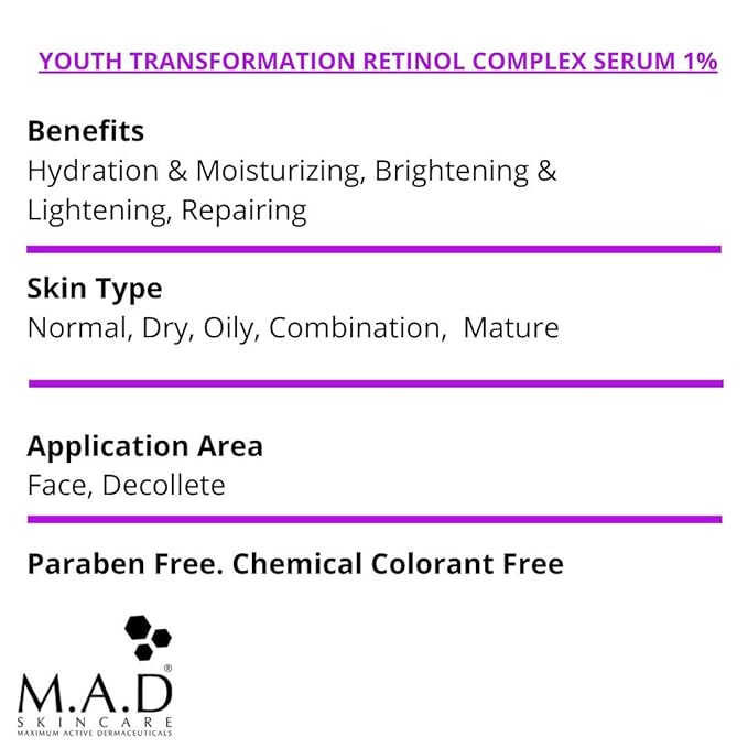 M.A.D Skincare Anti-aging Youth Transformation Retinol Complex Serum 1%