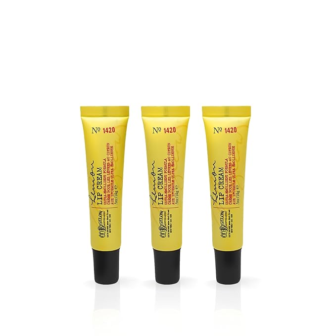 C.O. Bigelow Lemon Lip Cream Tubes, Pack of 3 Lemon Lip Balms with Shea Butter, Bulk Lip Balm Set, 0.5 oz