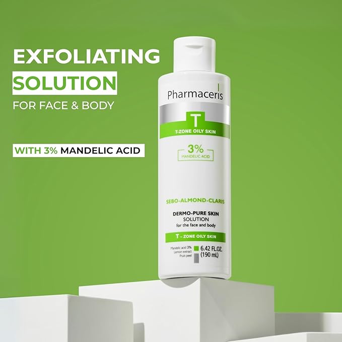 Face & Body Breakout Solution, 3% Mandelic Acid, Helps Clarify Blemish & Acne Prone Skin on Face, Back and Chest, Helps Clear Breakouts, Purifying Cleanser, SEBO-ALMOND-CLARIS, 6.42 fl oz