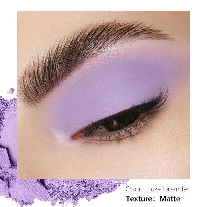 Matte Eyeshadow Single Pan Soft Pastel Purple, Blendable Natural Matte Finish, Highly Pigmented, Magnetic Refill for Custom Palette (Luxe Lavander)
