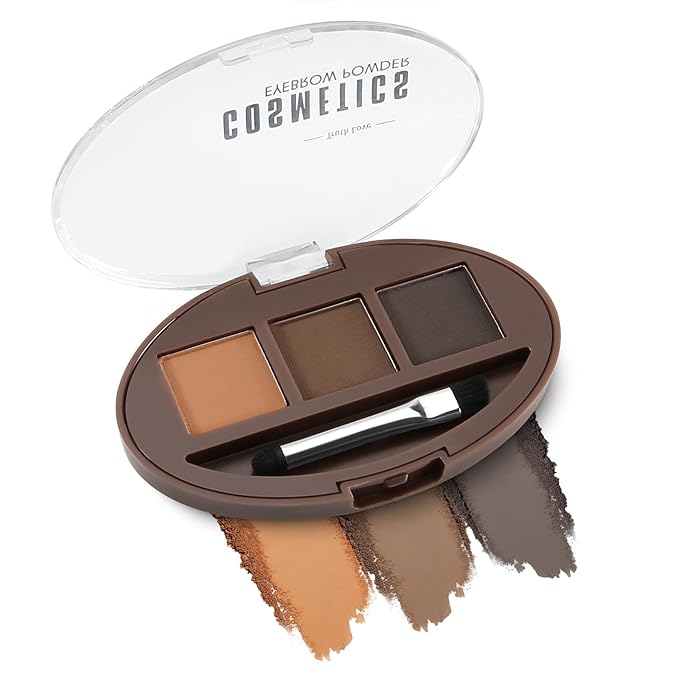 Boobeen 3 Color Eyebrow Powder Palette, Waterproof Eyebrow Makeup, Brow Definer to Shape Perfect Brow，Professional Brow Filler Powder with Brush