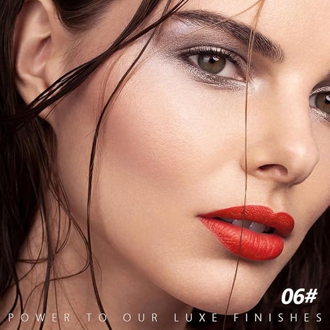 Orange Red Matte Creamy Lipstick for Women, Longwear Lips Gloss Face Paint Stick, Lip Stick Stain Long Lasting Waterproof Easy Application Full Coverage Velvet Gloss for Party Halloween Makeup 06