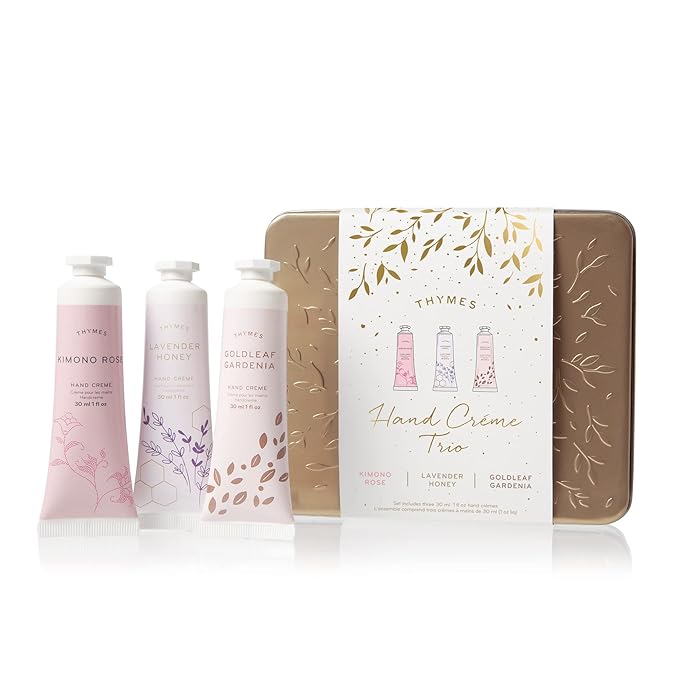 Thymes Hand Cream Trio - Kimono Rose, Lavender Honey & Goldleaf Gardenia