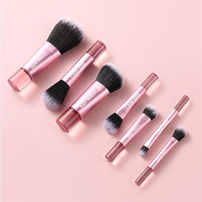 B&R MALL Mini Makeup Brush Set – Super Soft Brushes for Flawless Foundation, Concealer, Eyeshadow & More | 10-Piece Compact Brush Kit with Stylish Storage Box, Perfect for On-the-Go Touch-Ups (Pink)