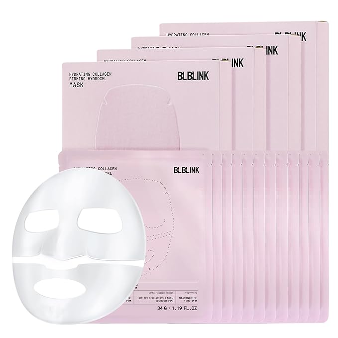 4 Pack Moisturizing Collagen Firming Hydrogel Mask 34gx20ea, Overnight Repair for Dry Skin, Collagen Face Masks, Firming & Anti-Aging, Hydrating Face Masks，Skincare