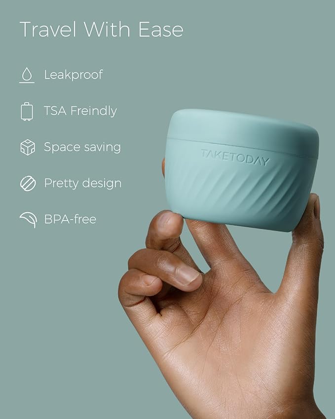 TakeToday Travel Containers for Toiletries, Leak-proof, TSA Approved, Refillable Silicone Cream Jars with Lid Travel Size Essential for Cosmetic toiletry Cream, 3oz, 4 Pack (Grey)