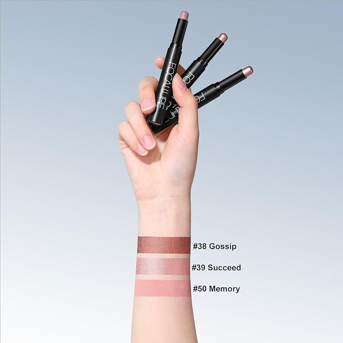 FOCALLURE 3PCS Cream Eyeshadow Stick Sets,Matte and Shimmer Eye Brightener, High Pigmented Crease-proof Pencil,Long Lasting Eye Shadow Highlighter Makeup,Rose Mirage