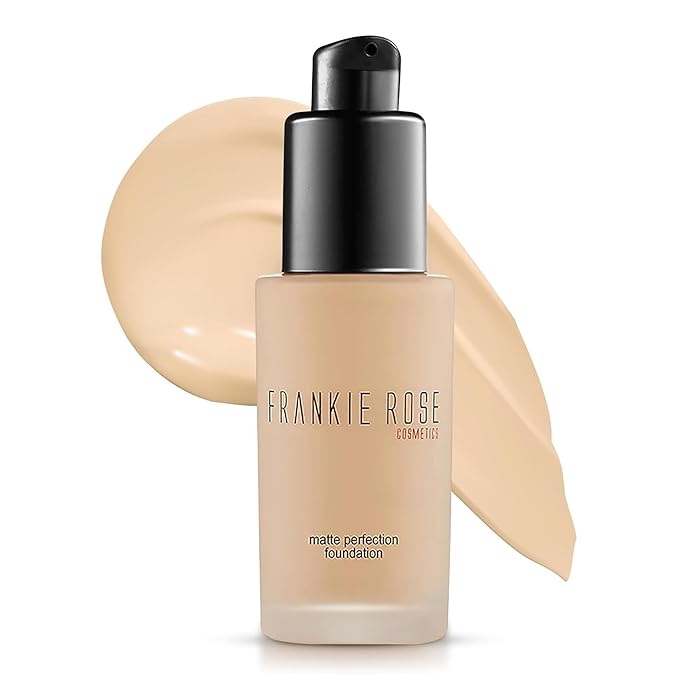 Frankie Rose Cosmetics Matte Perfection Foundation Makeup – Long-Lasting, Hydrating Foundation for Semi-Matte Finish - Foundation Full Coverage for All Skin Types - (China Silk) 1.0 US fl oz / 30 ml