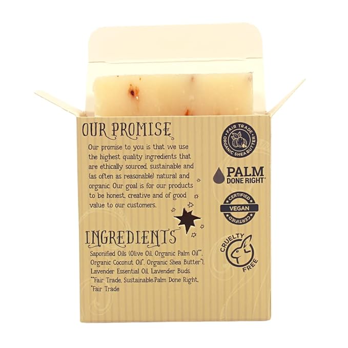 Organic Lavender Flowers Bar Soap - Gentle Cleansing for Sensitive Skin, Herbal and Mint - 3 Pack