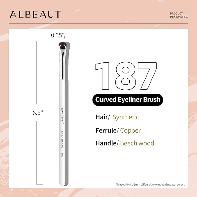 Eyeliner Brush, Crescent-Shaped Eyeliner and Brow Brush - Effortlessly Create Perfect Eyeliner (187 curved eyeliner)