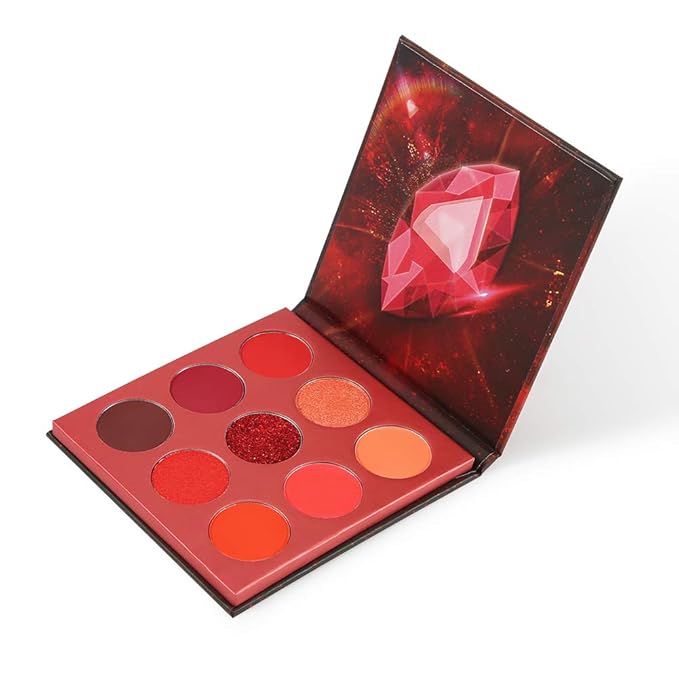 docolor Eyeshadow Palette 9Colors Red Eyeshadow Gemstone Shadow Palettes Highly Pigmented Mattes Shimmers Smokey Glitter Cream Colorful Powder Blendable Long Lasting Waterproof Makeup Palette