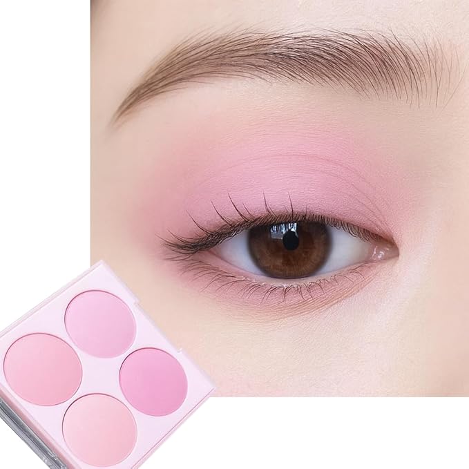 4 Color Matte Pink Eyeshadow Palette – Light Rose Baby Pink Dusty Mauve Soft Lilac eye shadow, Long-Lasting Blendable Powder Eye Makeup for Natural & Glam Looks (4 colors Purple Pink)