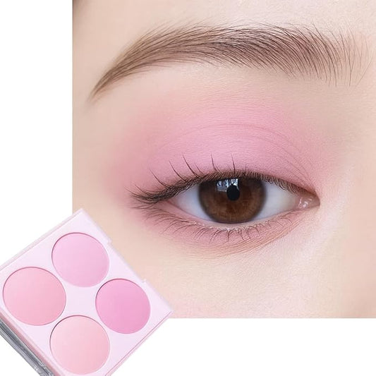 4 Color Matte Pink Eyeshadow Palette – Light Rose Baby Pink Dusty Mauve Soft Lilac eye shadow, Long-Lasting Blendable Powder Eye Makeup for Natural & Glam Looks (4 colors Purple Pink)
