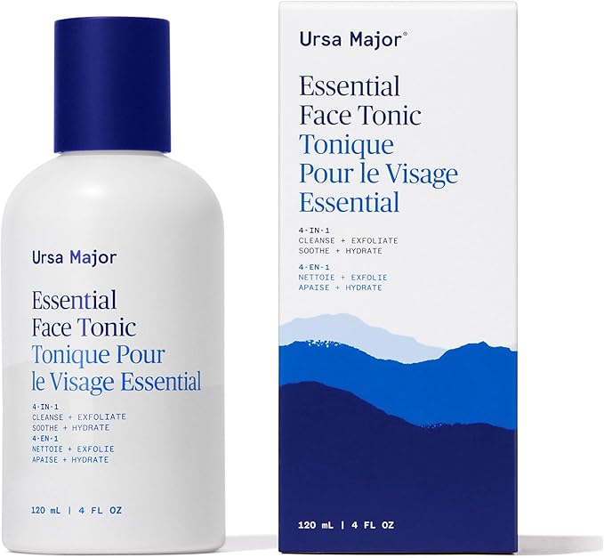 Ursa Major Essential Face Tonic | 4-in-1 Natural Toner to Cleanse, Exfoliate, Soothe and Hydrate | Vegan, Cruelty-Free, Non-Toxic | 4 Ounces
