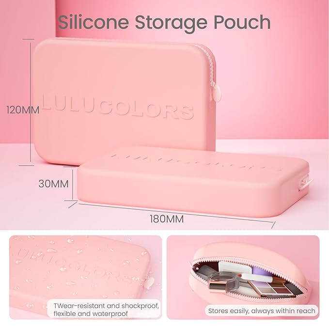 13-in-1 Dual-Ended Makeup Brush Set with Sponge & Travel Case – 7 Multi-Functional Brushes for Face & Eyes – Soft Bristles, Wooden Handles – Available in Cream, Green, or Pink (Blush Pink)