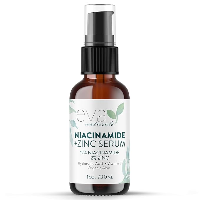 Eva Naturals Niacinamide Serum for Face with Zinc PCA & Botanical Hyaluronic Acid – Pore Minimizer, Dark Spot & Redness Relief, Skin Tone & Texture Support – Lightweight Cream Alternative (1 oz)