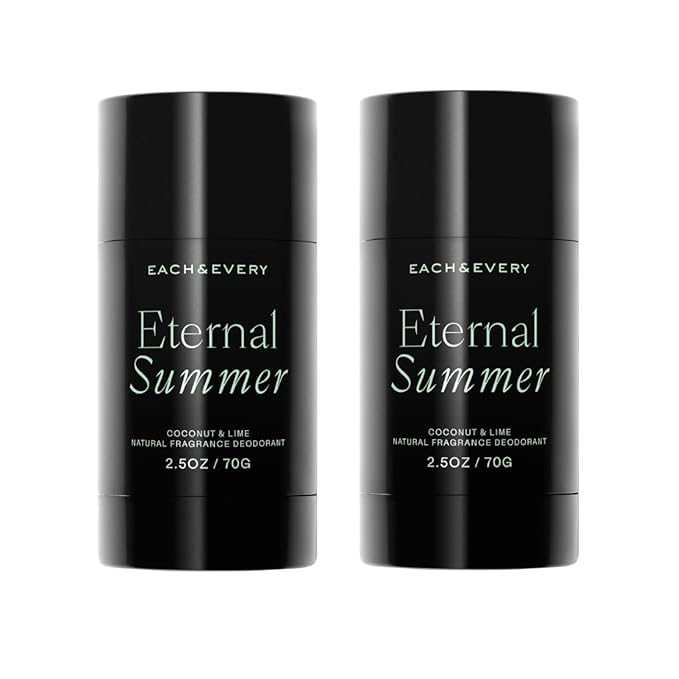 Each & Every Aluminum Free Deodorant for Men & Women, Coconut & Lime - All Natural Deodorant for Sensitive Skin, EWG Verified - Clean, Baking Soda-Free, Plant-Based Fragrance - 2.5oz, 2 Pack