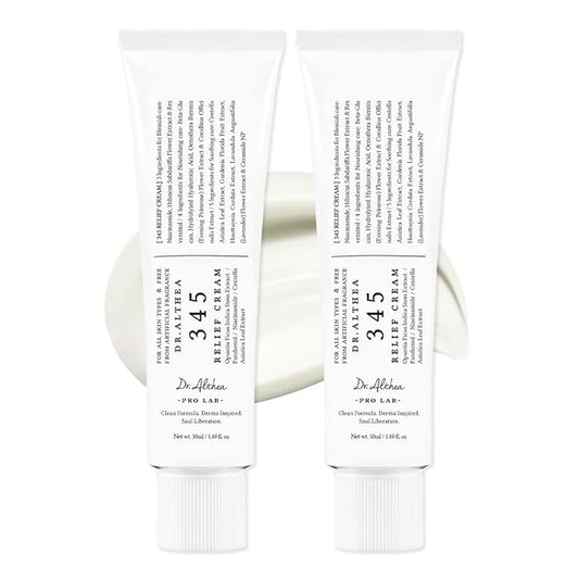 Dr.Althea 345 Relief Cream, Daily Face Moisturizer, Blemish Relief Care, Soothing Recovery & Moisture, Korean Vegan Skin Care for All Skin Types, 1.69 Fl Oz (Pack of 2)