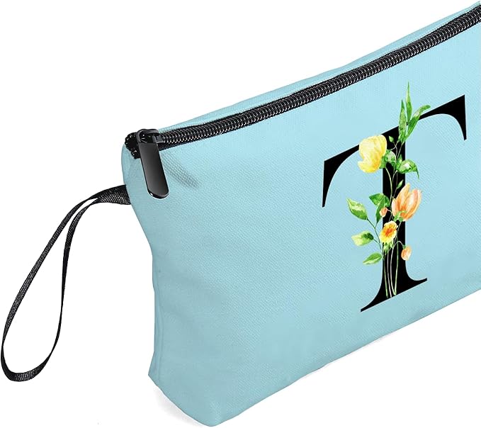 Women Birthday Unique Bride to be Bridal Shower Initial Gifts for Mom Sister Friend Her Teacher Aunt Makeup Cosmetic Bag with Mirror Mothers Day Christmas Graduation T