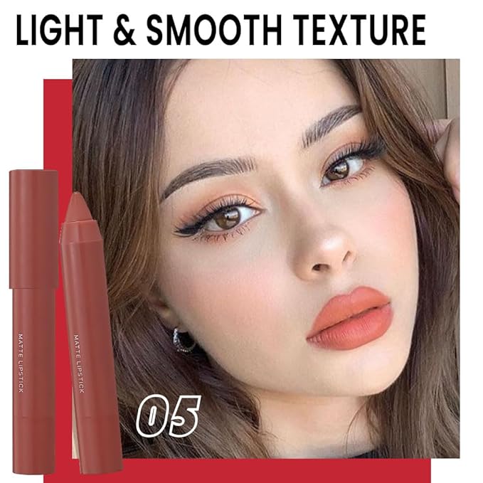 BINGBRUSH Crayon Matte Longwear Lipstick Pack Set,Moisture Smooth Color Stick Ultimate Lip Crayon for Makeup Collection - Waterproof Velvet Lipgloss (2pcs 05#&09#, 2 Count (Pack of 1))