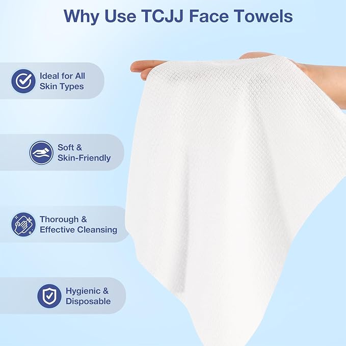 Disposable Face Towels, Clean Towels XL, 100% USDA Biobased Face Towel, Dry Wipes for Women Sensitive Skin Cleansing, Skincare and Makeup Remover, 10"×12" Extra Large Soft Faces Towe, 50 Ct /1 Pack