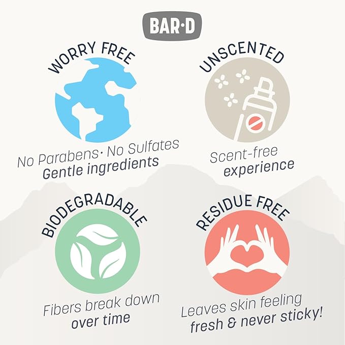 Bar-D Cleansing Face & Body Wipes for Women and Men - Individually Wrapped Biodegradable Shower Wipes, 12x12 Inch, Pack of 20 (20 Count/Box), Unscented