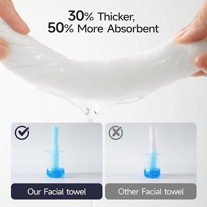 ECOLOOK Disposable Face Towel XL-10"x12" Upgraded Thick Facial Towels, Ultra Soft Clean Face Towels Disposable, 60 Count & 90 GSM, Ideal for Sensitive Skin-1 PACK
