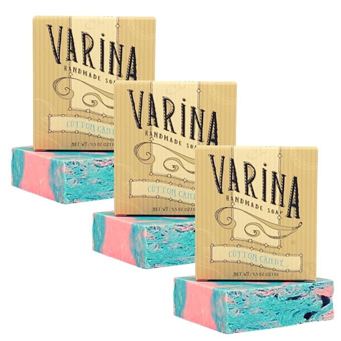 Natural Cotton Candy Bar Soap - Gentle Cleansing for Sensitive Skin - 3 Pack
