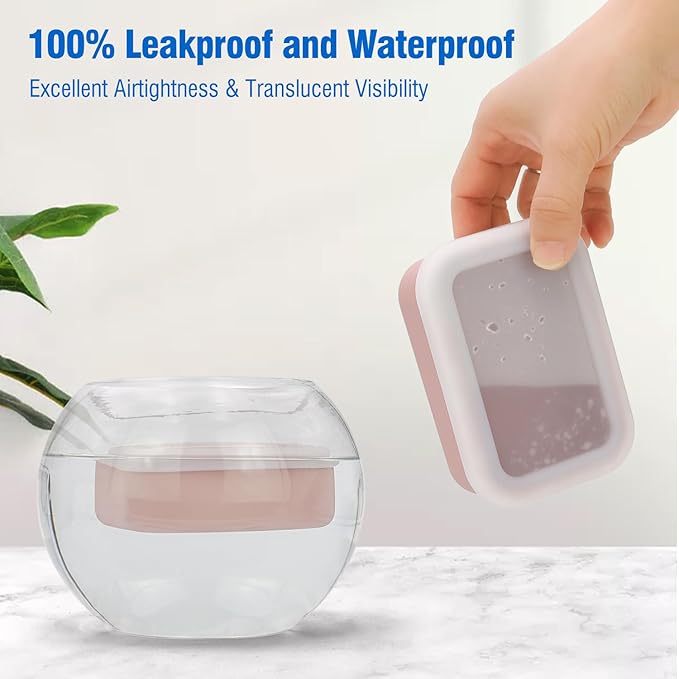 Compact Leakproof Travel Soap Case, Silicone Travel Soap Container, Portable Soap Box with Drainage Layer, Shatterproof Soap Holder for Bathroom, Gym (Pink)