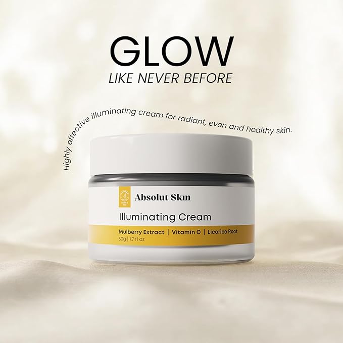 AbsolutSkin Illuminating Cream – Skin Brightening Moisturizer with Vitamin C, Mulberry & Licorice Extract – Hydrates & Evens Tone – 50ml