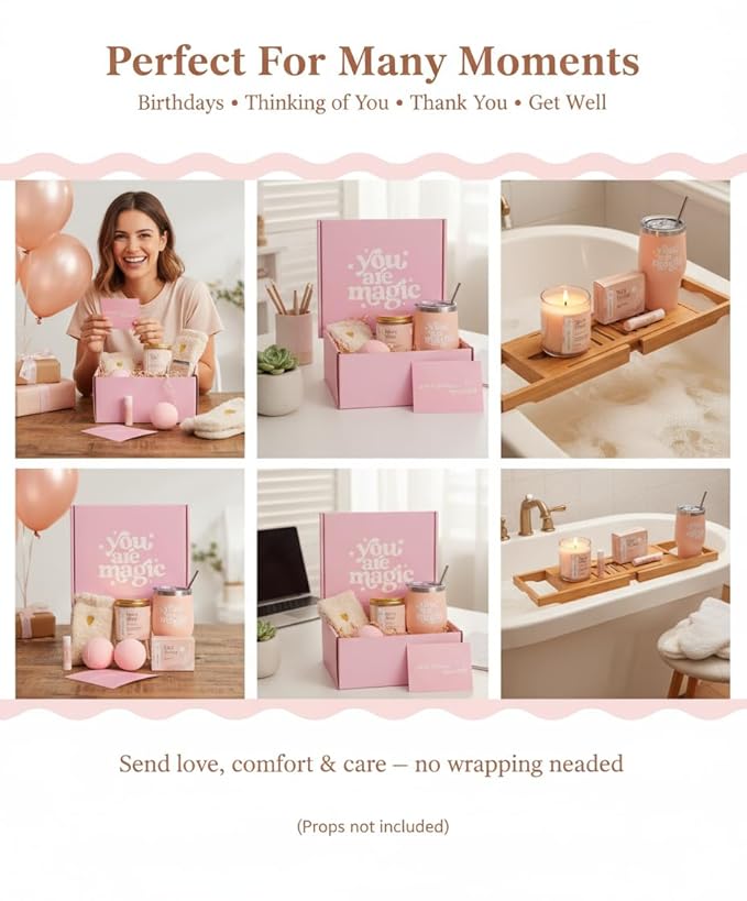 Unboxme Gifts For Women - Birthday Edition | Gift Box For Her | Thinking Of You Gift Basket with Mug, Scented Candle, Bath Bombs, Soap + More | Unique Gift Ideas