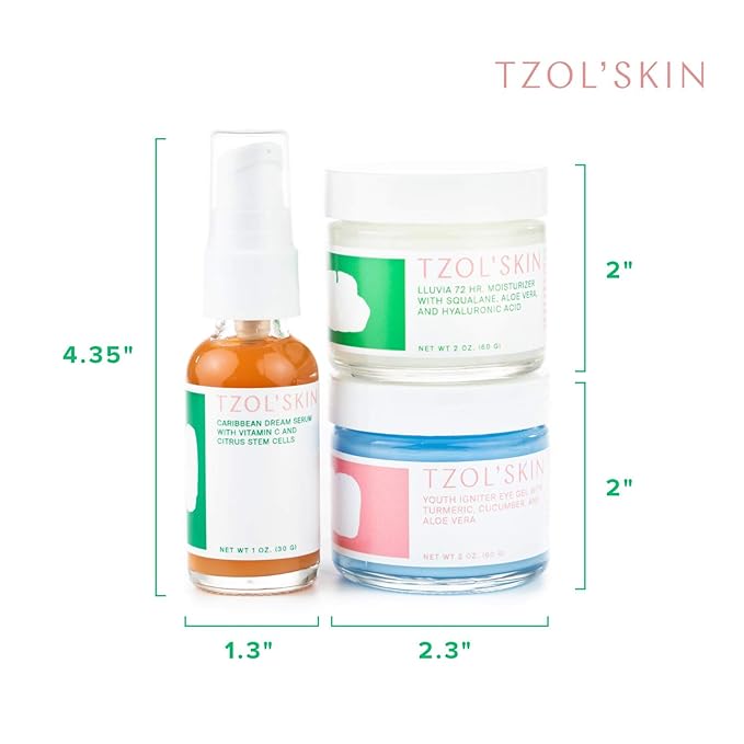 TZOL' SKIN Day Time Discovery Set- Day Time Serum and Face Moisturizer, Day Set, Vegan, Free of Paraben, Silicones, and Sulfates. Always Cruelty Free.