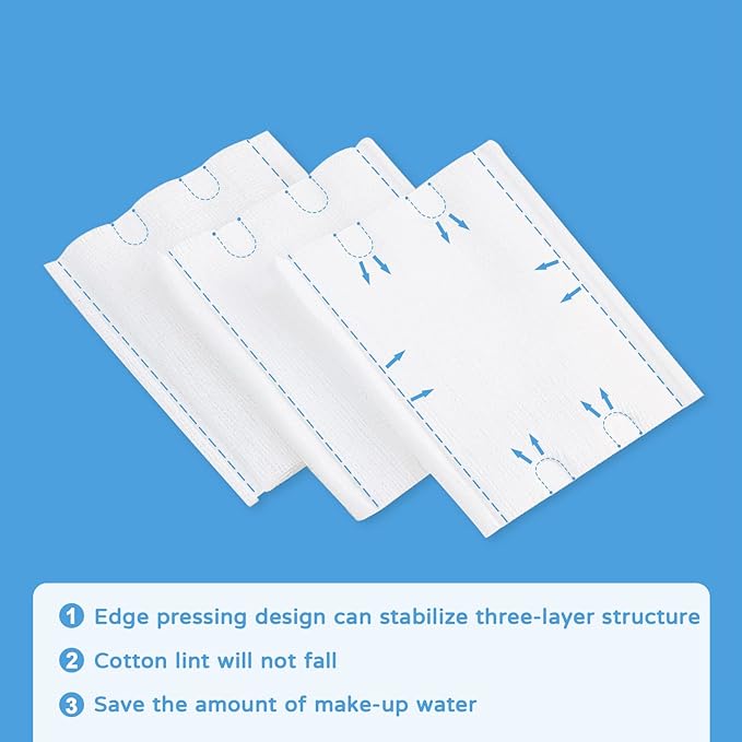 Lily Bell Cotton Facial Pads Cotton Pads (222 Count) Makeup Remover Pads 100% Pure Cotton Rounds, Hypoallergenic, Lint Free Cotton Pads Triple Layers Pads for Makeup Removal, Nail Polish