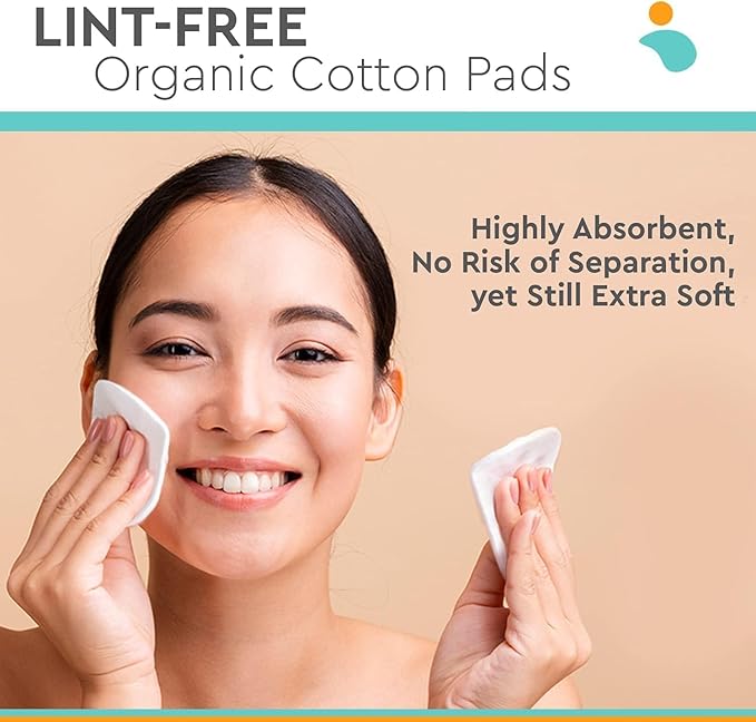 NOLEO Organic Cotton Pads, XL Extra-Large Pressed & Lint-Free Rounds, 3.54" × 4.33", Biodegradable & Compostable, 80-Count – Diaper Care & Makeup Remover