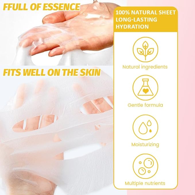 Kaely 12 Pack Honey Face Masks for Kids, Kids Face Mask Spa Day Kit Supplies, Spa Party Favors for Teens Girls Night, Sheet Facial Mask Skincare Gifts Set, Hydrating Soothe for All Skin Types, 05